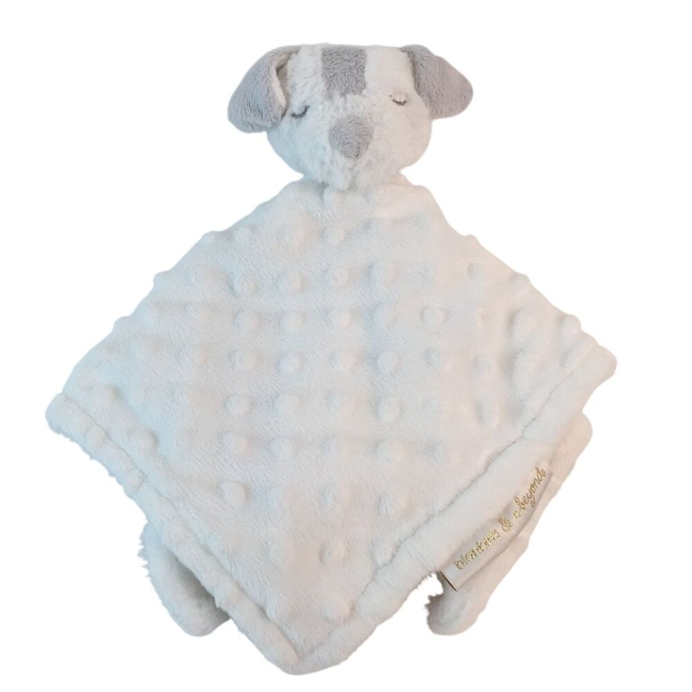 Blankets & Beyond White‎ Gray Puppy Dog Lovey Baby Minky Dots Security Blanket